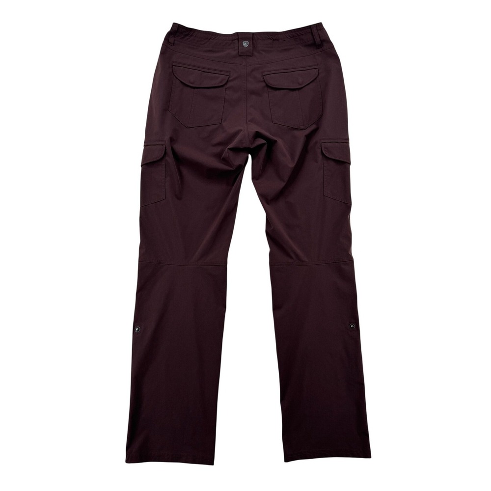 KUHL Cargo Pants Women 10 REG Burgundy Excellent Hiking Outdoor Roll Up Tab